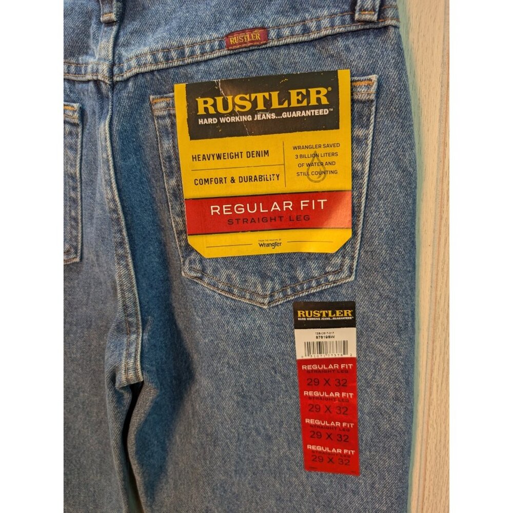 NEW Rustler Jeans Mens 29x32 Blue Regular Fit Straight Leg Heavyweight Denim - Picture 7 of 10